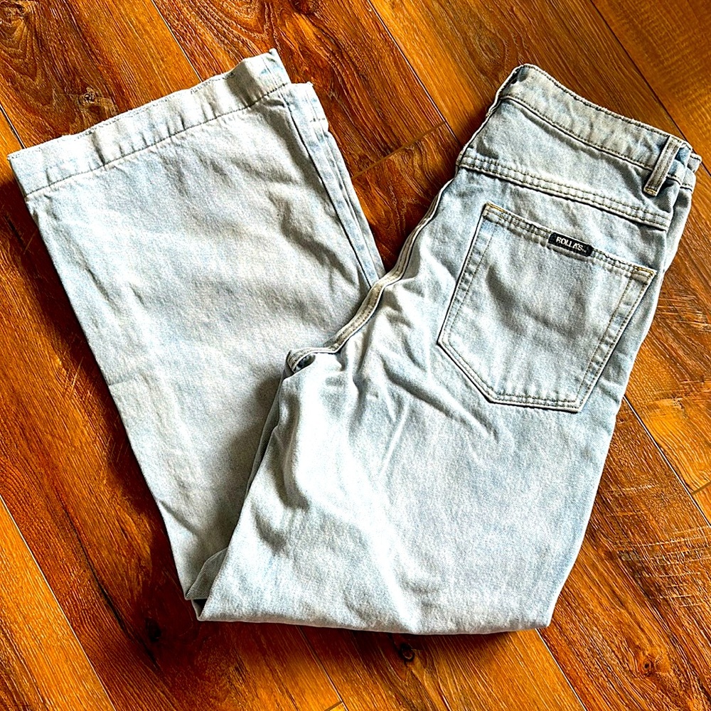 Rollas extra high rise wide leg 70’s jeans